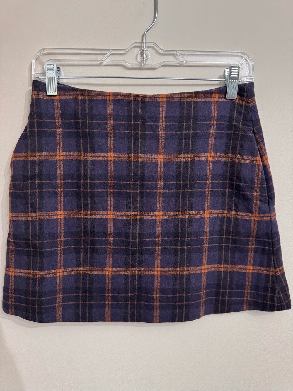 Fall Wilfred Plaid Mini Skirt in Navy and Orange